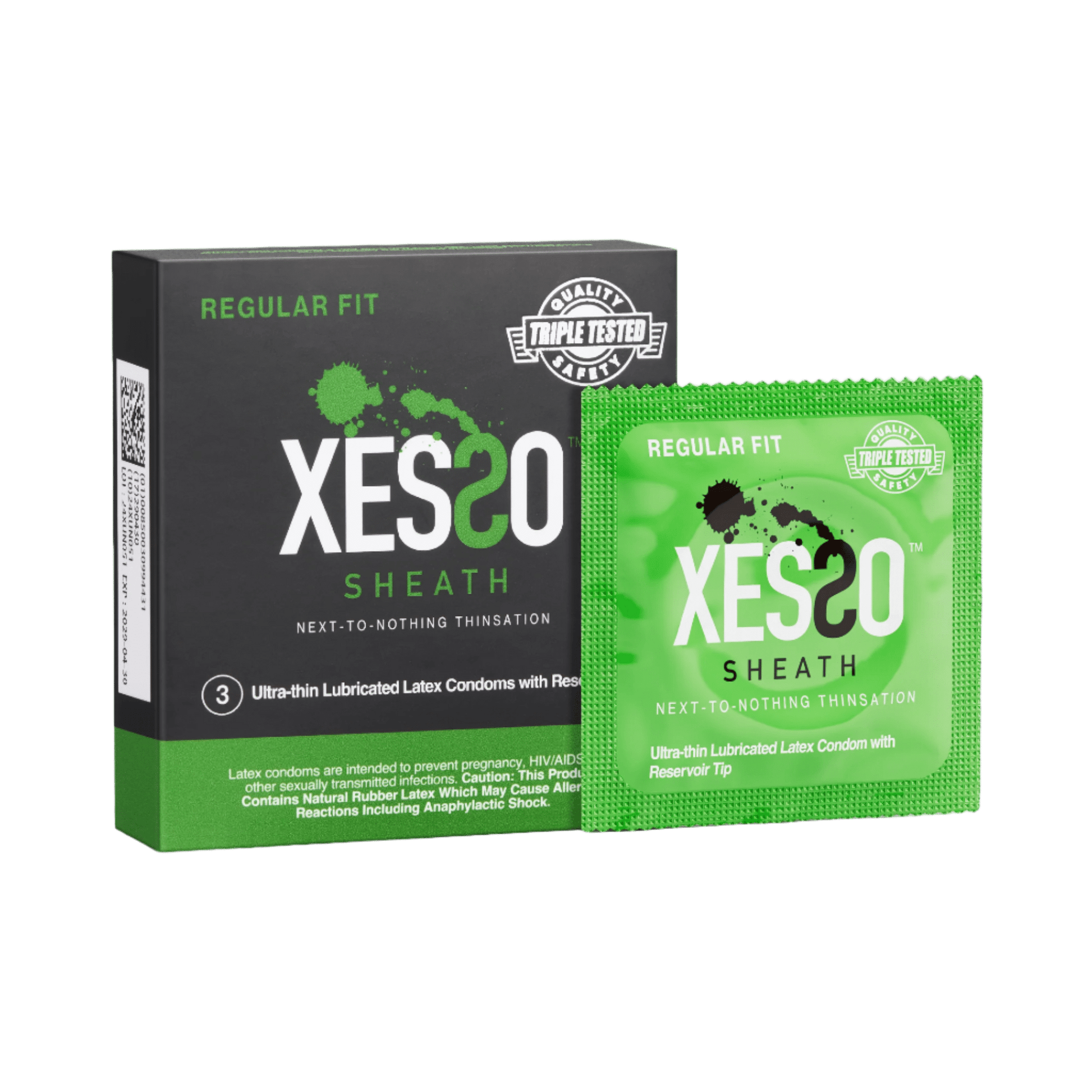 XESSO Lube & More 3-Pack XESSO Sheath Ultra-thin Lubricated Latex Condoms with Reservoir Tip